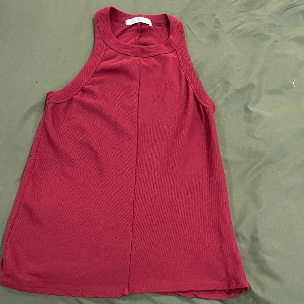 Stateside 2x1 Ribbed Dark Red 90s tank, size Small, NWOT